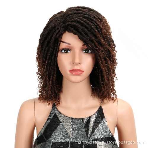 14 Inch Soft Short Synthetic Wigs For Black Women 14"Inch High Temperature Fiber Dreadlock Ombre Burg Crochet Twist Hair